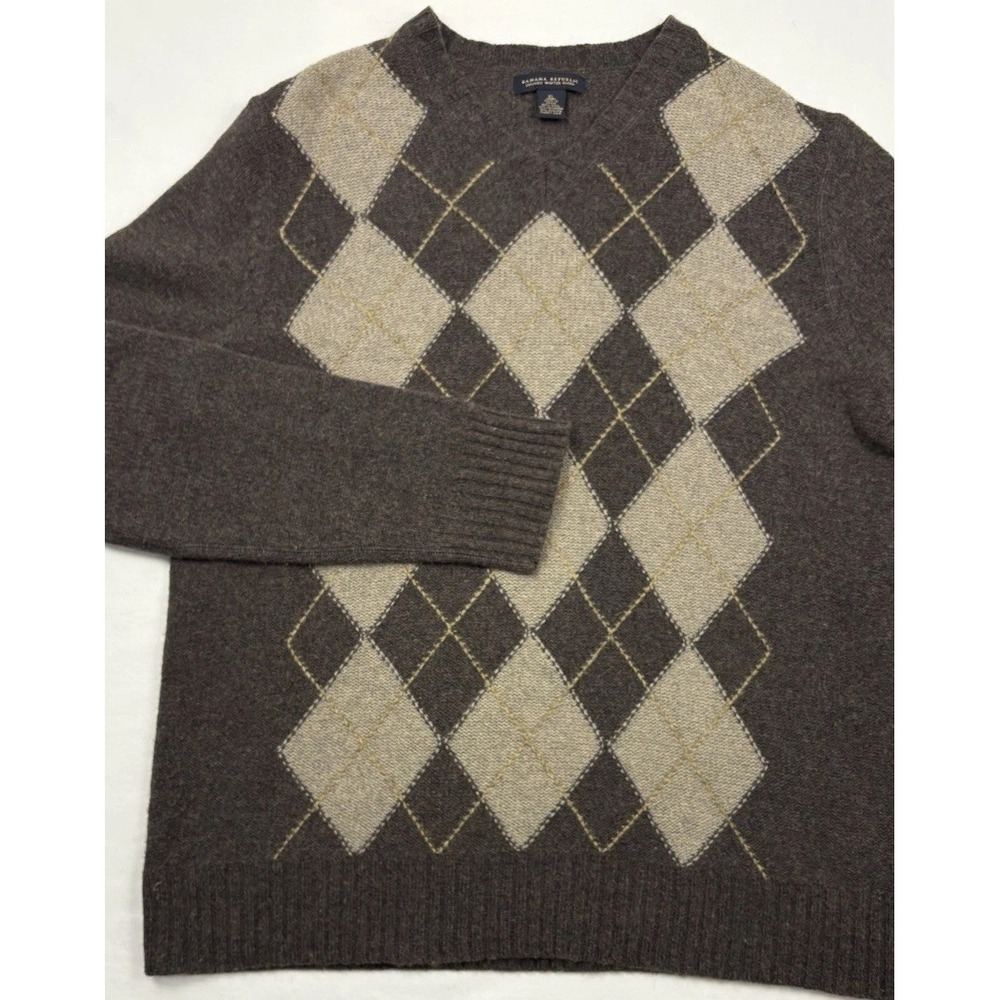 Lot of 2 Banana Republic Argyle Sweater + VTG Merino Long Sleeve Polo XL EUC